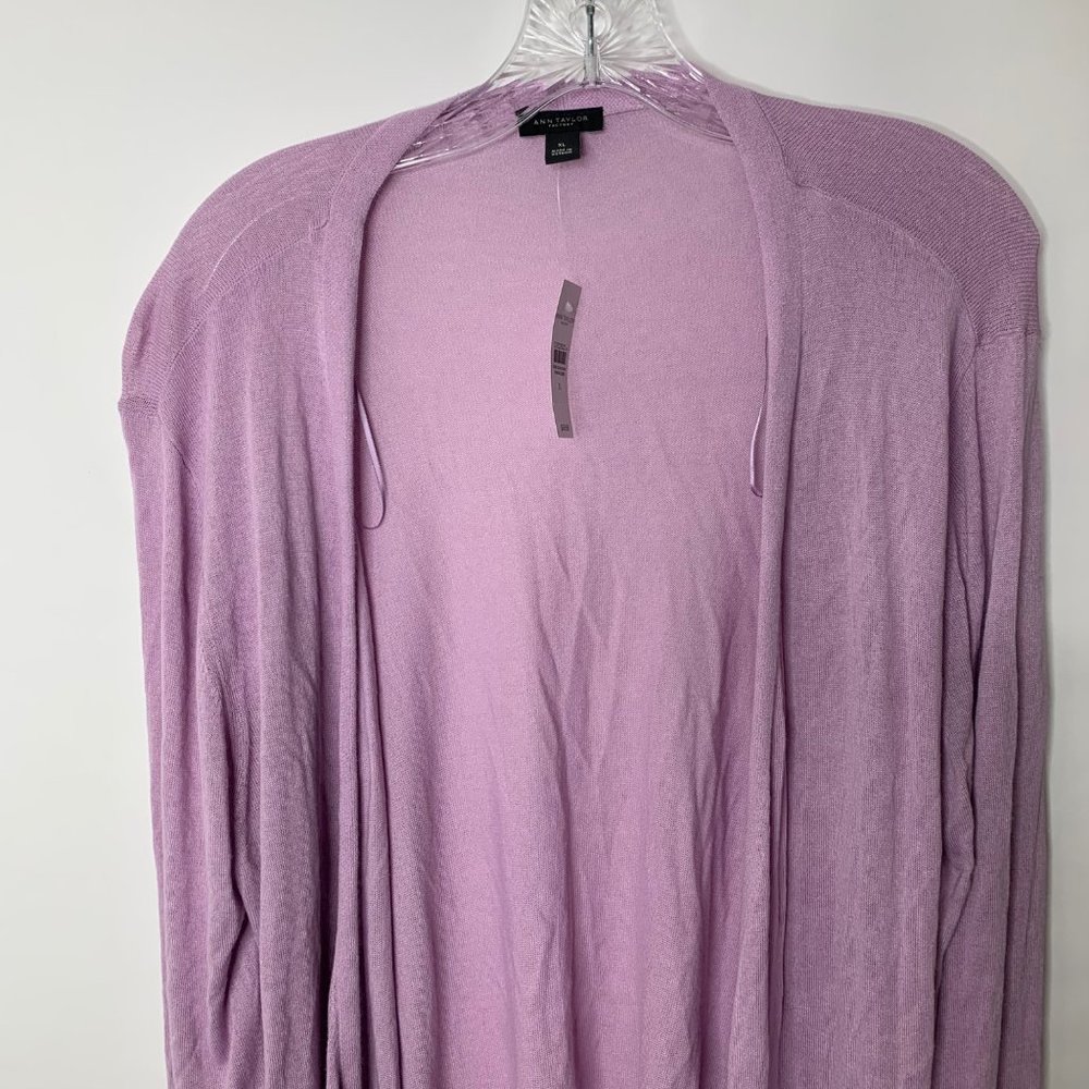 Ann Taylor Cardigan Sweater Women's Size XL Purple Knit Long Sleeve Lightweight - Picture 3 of 11